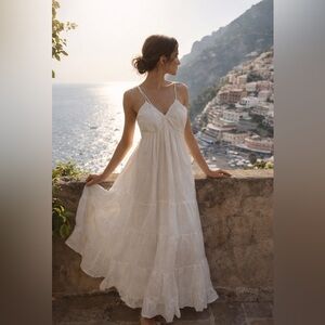 United Colors of Benetton Made in Italy White Boho Maxi Dress Size M